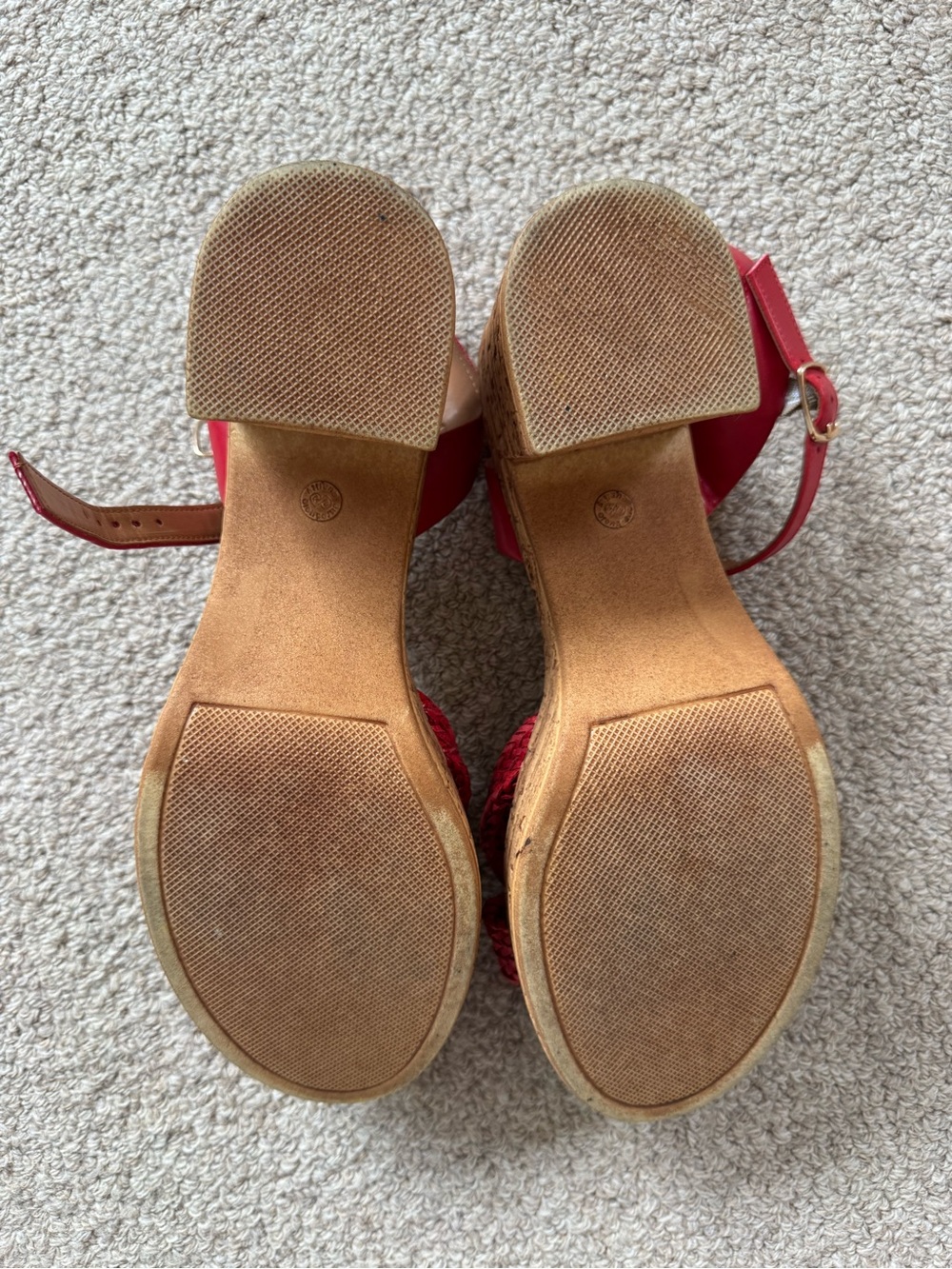 Women’s Seychelles Red Braided Cork Block Heel Sandals Size 10 - Picture 5 of 5